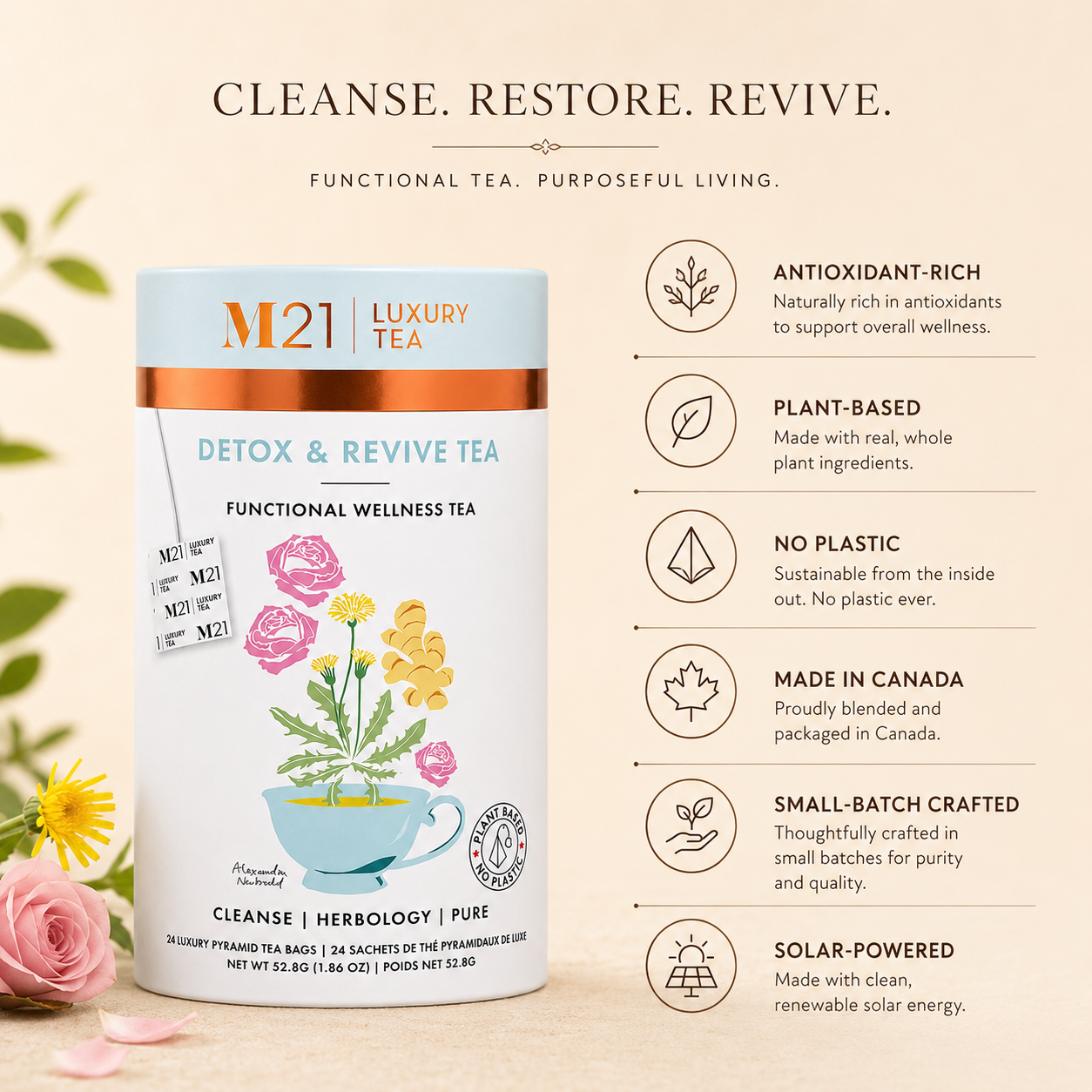 Detox and Revive Luxury Herbal tea | Canadian | 24ct