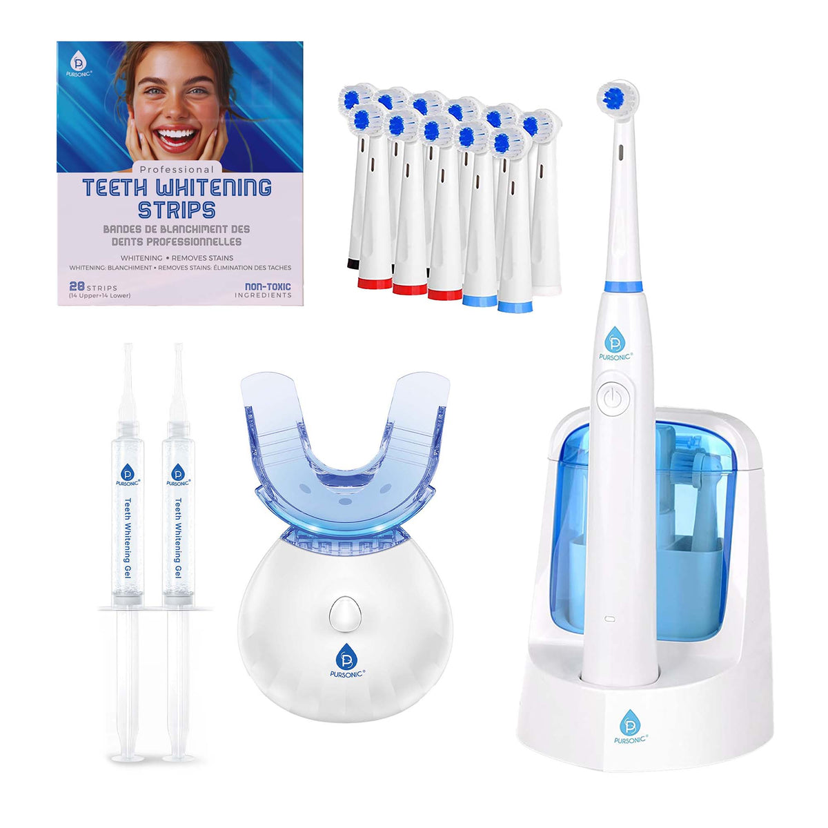 Pursonic Advanced Smile Care Bundle – LED Whitening Kit, Whitening Strips, &amp; Electric Toothbrush - abtcare.shop